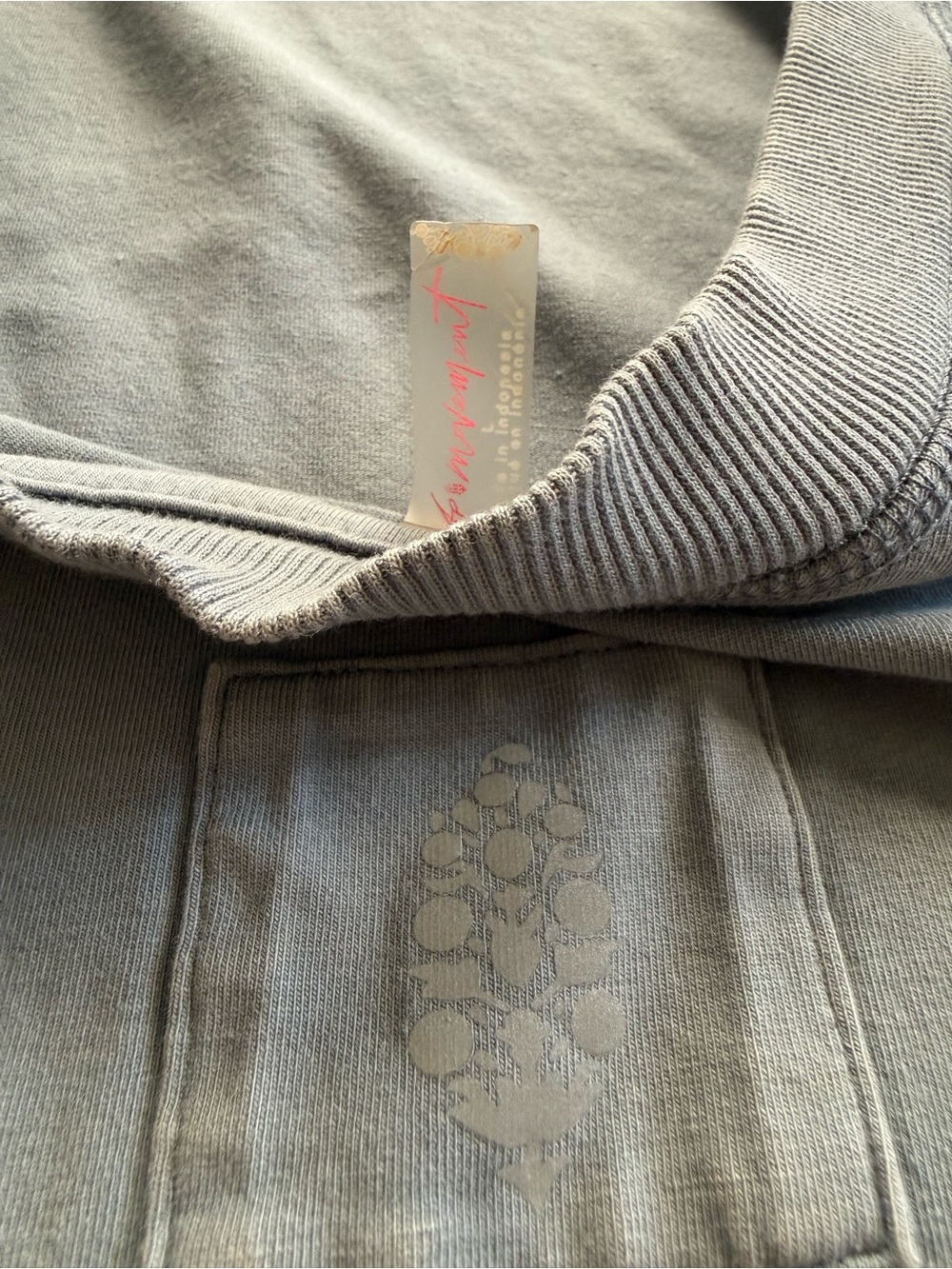 Free People Off-Shoulder Ruffle-Hem Sweatshirt in Slate - Picture 6 of 6